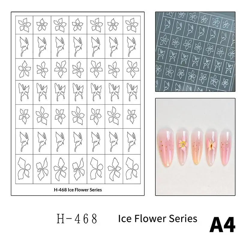 Hollow Out Nail Art Stickers – Tulip Butterfly Flower Nail Art Stickers Qme A4
