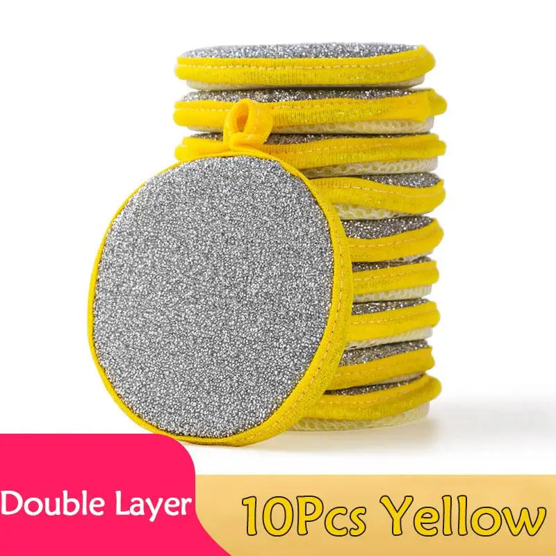 Double-Sided Dishwashing Sponge Scouring Pads – Set of 5 Sponge Scouring Pad Qme 10Pcs Yellow