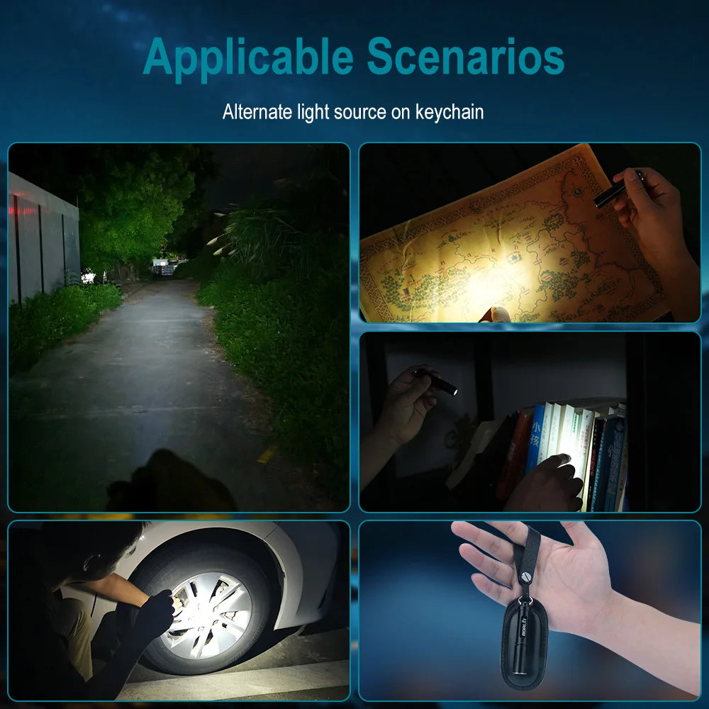 BORUiT RJ11 Mini LED Keychain Flashlight – IP67, 120LM, AAA Mini LED Flashlight Qst
