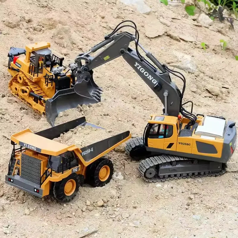 RC Remote Control Excavator Dump Truck Bulldozer Toy for Kids RC Construction Toy Qme