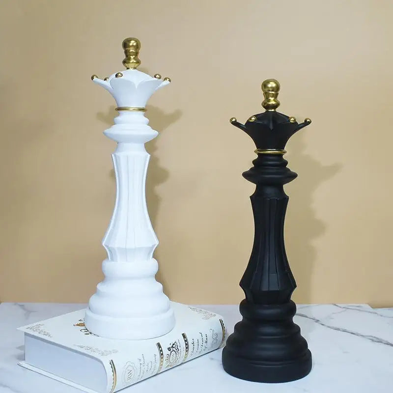 Resin Chess Piece Figurine – King Queen Knight Desk Décor Resin Décor Figurine Qst