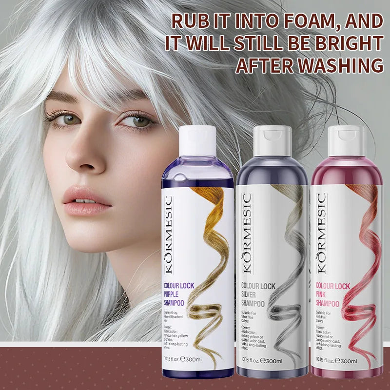 Color Locking Shampoo for Dyed Hair – Pink Silver Purple 300ml Color Care Shampoo Qst