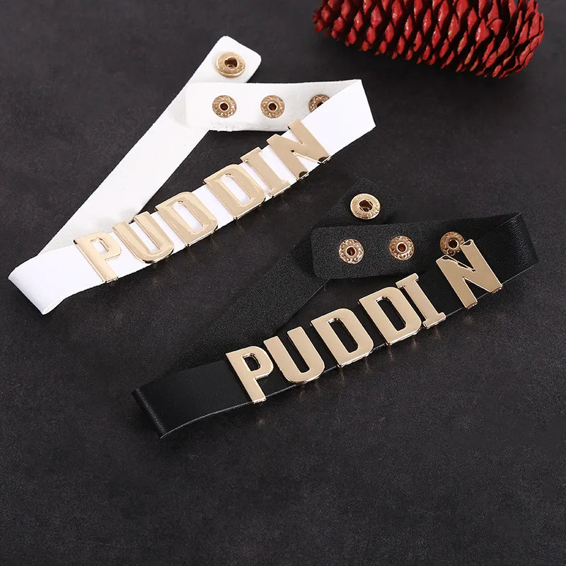 Leather Puddin Choker Cosplay Collar – Punk Necklace Cosplay Choker Collar Qme