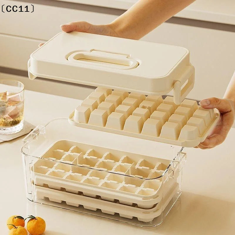 84-Cube Ice Tray with Lid & Storage Bin | BPA-Free 3-Layer Set Ice Cube Tray Set Qme