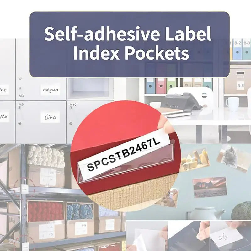 Clear Adhesive PVC Shelf Tag Pockets – No-Trace Label Holders Shelf Label Holders Qme