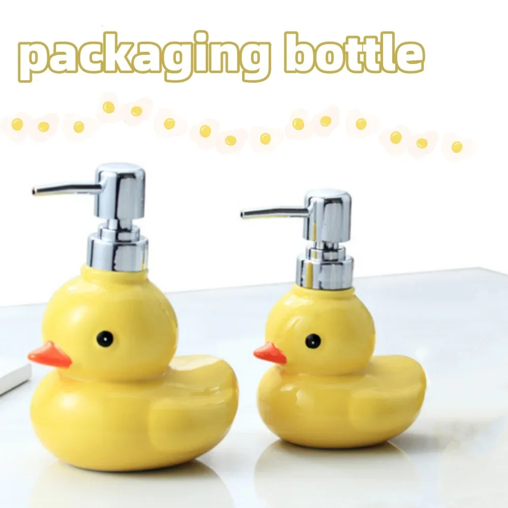 Cute Yellow Duck Ceramic Soap & Lotion Dispenser Bottle Ceramic Soap Dispenser Qme
