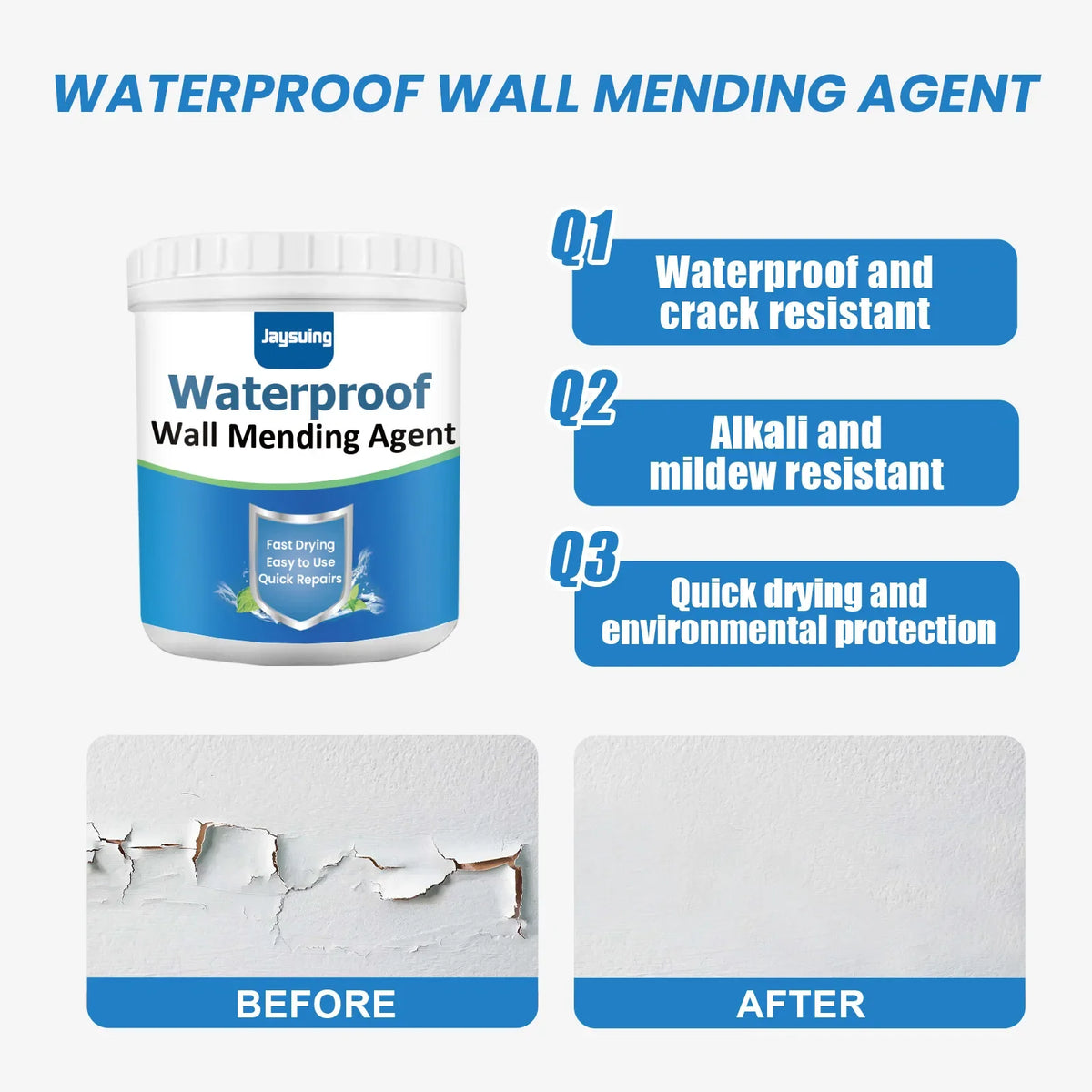 Waterproof Wall Repair Paste – Crack & Mildew Filler Sealant Wall Repair Paste Qme