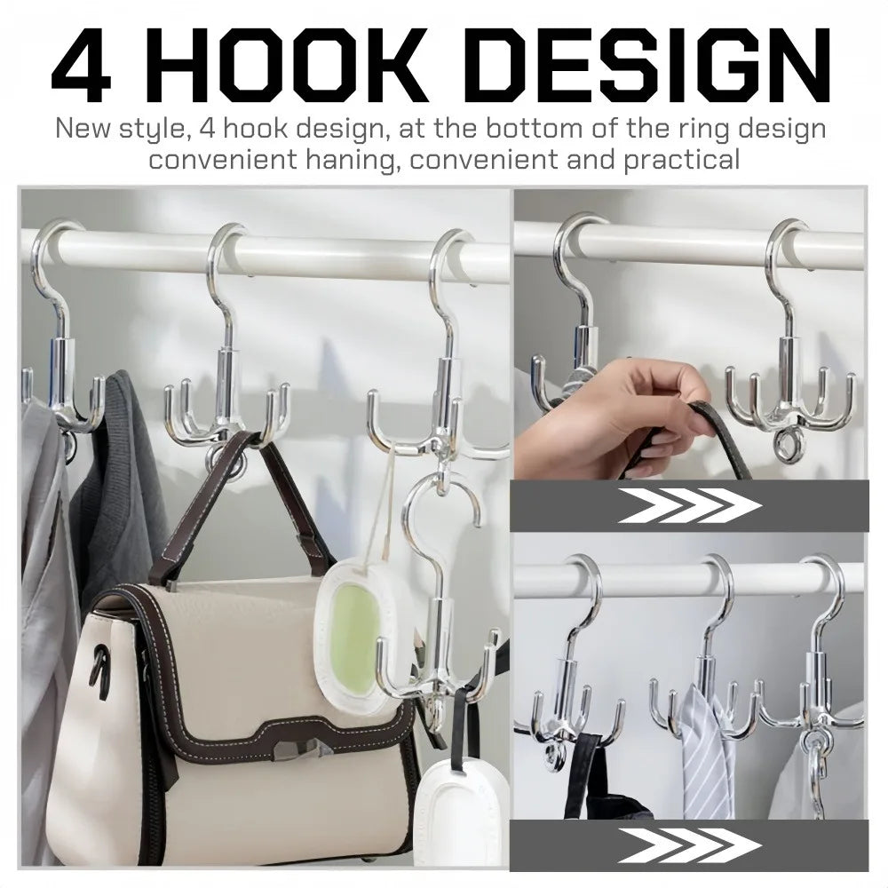 360° Rotating 4-Claw Clothes Hook – Scarf & Wardrobe Organizer Wardrobe Hook Organizer Qme