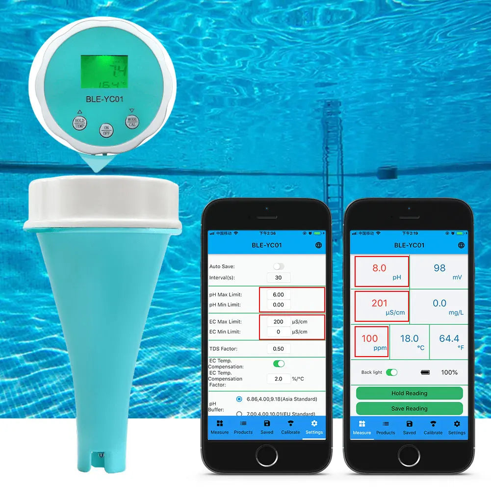 6-in-1 Smart Water Quality Tester | pH CL TDS EC ORP TEMP Water Quality Tester Qme