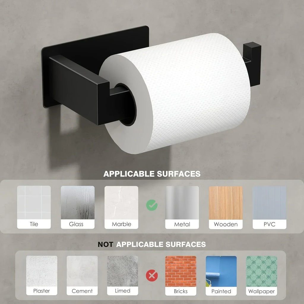 Self-Adhesive Wall-Mounted Square Toilet Paper Holder | Steel Toilet Paper Holder Qme