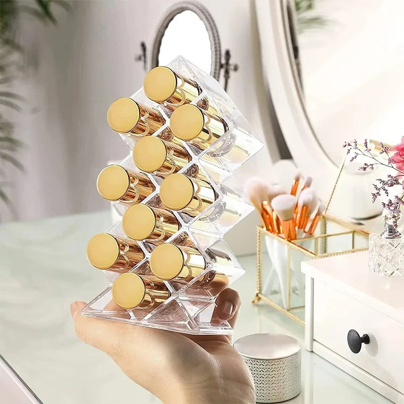 Clear Lipstick & Makeup Organizer Box – 10 & 16 Grid Makeup Organizer Box Qme