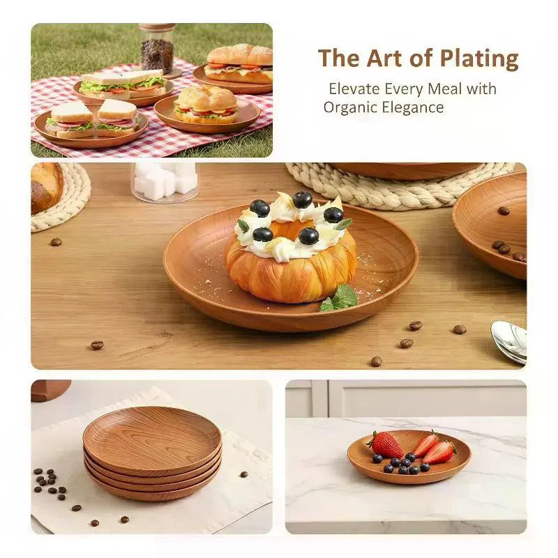 Japanese Wood Grain Serving Tray – PP Plastic Tea Tray Serving Tray Qme