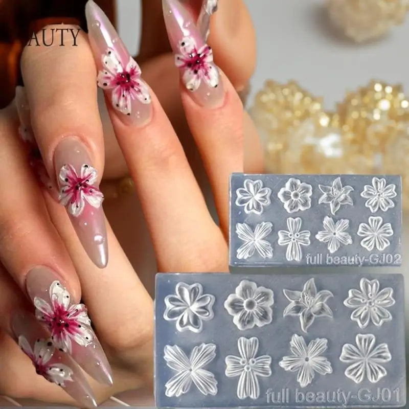 3D Lily Flower Silicone Nail Mold – DIY 5-Petal Art Tool Nail Art Mold Qme