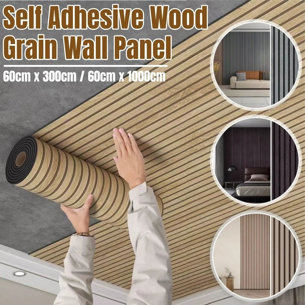 Self-Adhesive Wood Grain Wall Panel Sticker | Waterproof Peel & Stick Wallpaper Qme