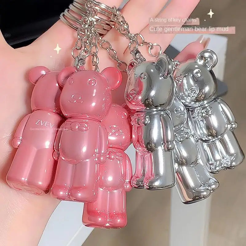 Cartoon Bear Matte Lip Gloss Keychain Pendant – 6 Shades Matte Lip Gloss Qme