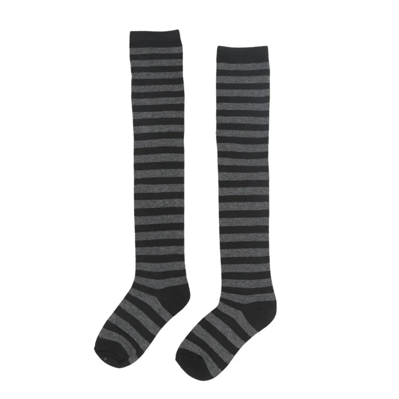 Women's Striped Over-the-Knee Long Socks – 18 Colors Over-the-Knee Socks Qme A11 One Size