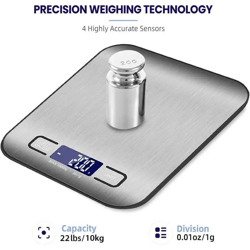 Digital Kitchen Scale LED Display Stainless Steel 10kg Digital Kitchen Scale Qme