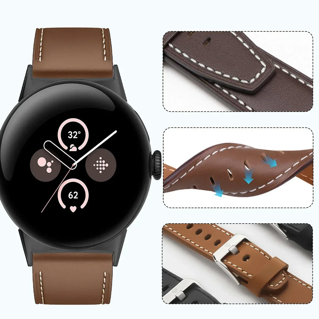 Leather Strap for Google Pixel Watch 3 41mm | 16 Colors Watch Band Qme