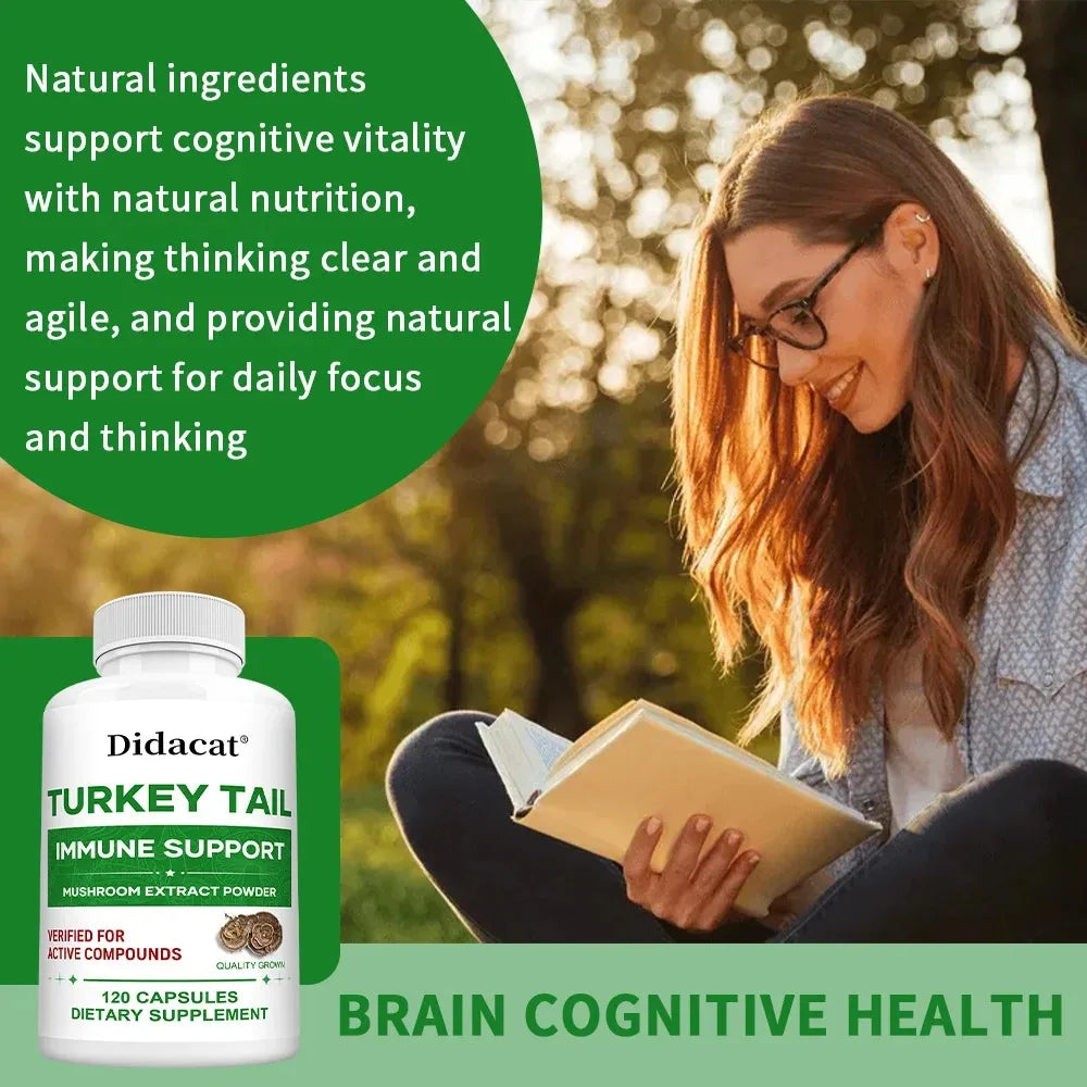 Turkey Tail Mushroom Supplement – Vegan, Non-GMO, 120 Caps Mushroom Supplement Qst