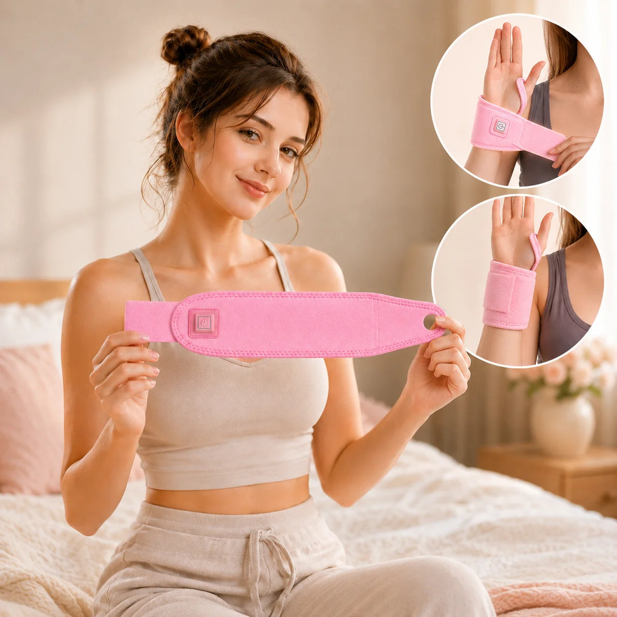 USB Heated Wrist Brace – 3-Level Adjustable Thermal Wristband Heated Wrist Brace Qst