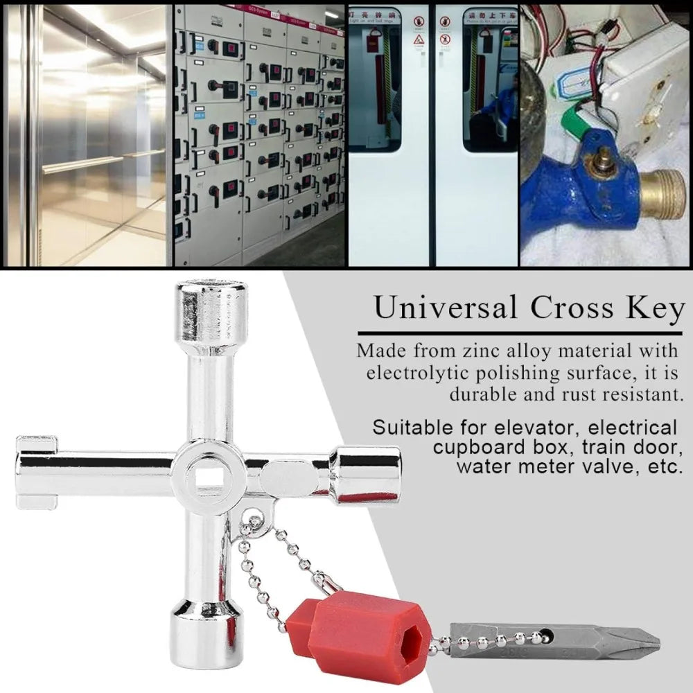 4-in-1 Cross Square Key Wrench – Multifunction Alloy Hand Tool Multifunction Key Wrench Qme