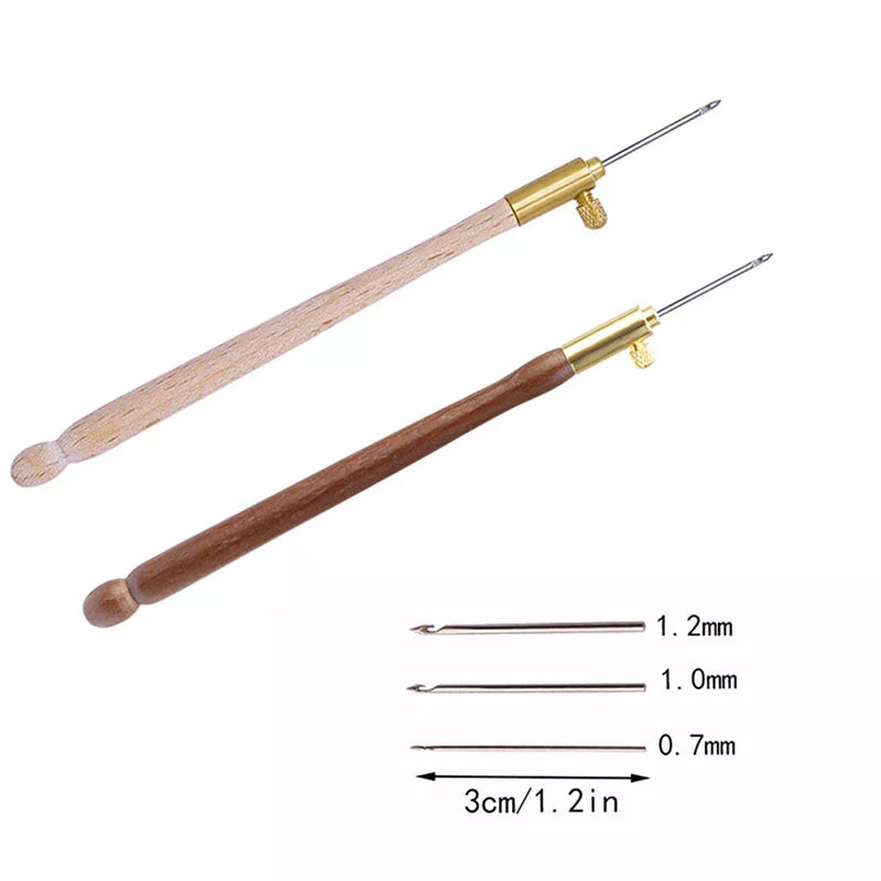 DIY Punch Needle Embroidery Set – Wooden Handle & 3 Needles Punch Needle Embroidery Set Qme