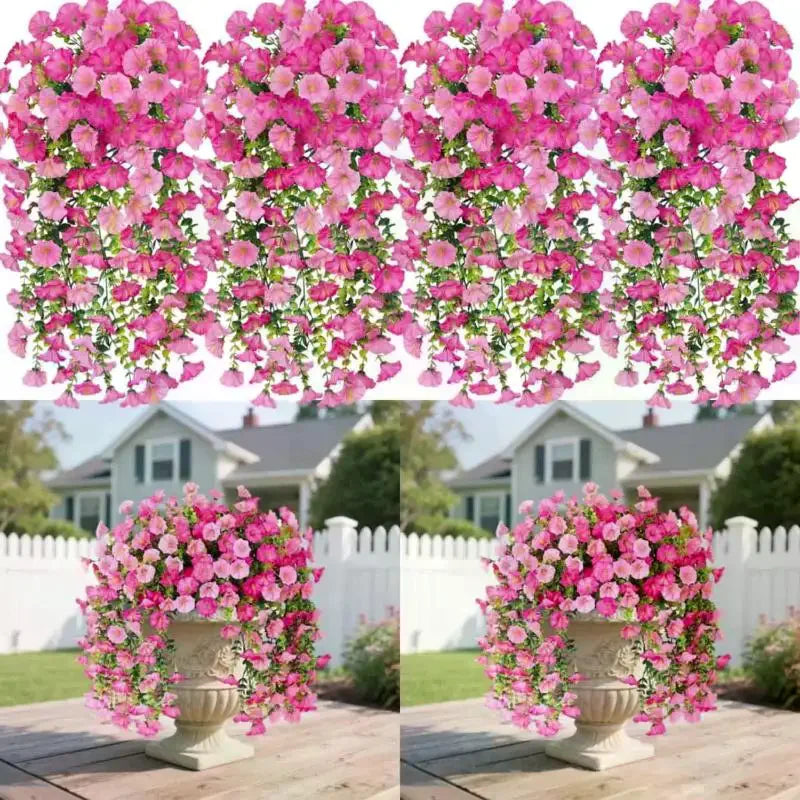 UV-Resistant Artificial Morning Glory Eucalyptus Hanging Decor Artificial Hanging Florals Qme