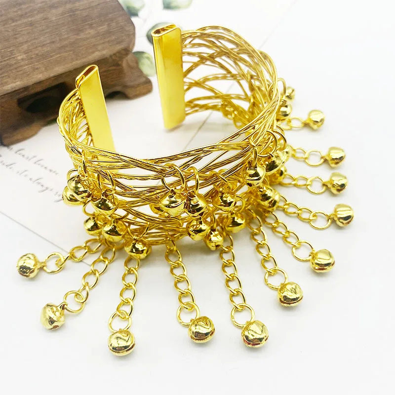 Ethnic Miao Open Bell Bracelet – Dance Performance Arm Cuff Ethnic Bell Bracelet Qme