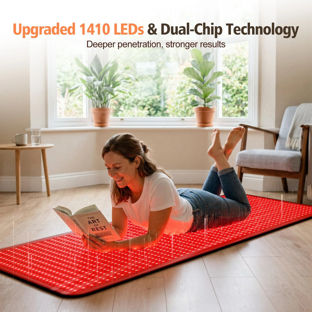 1410 LED Red Light Therapy Blanket 660nm 850nm Full Body Infrared Mat Red Light Therapy Mat Qst