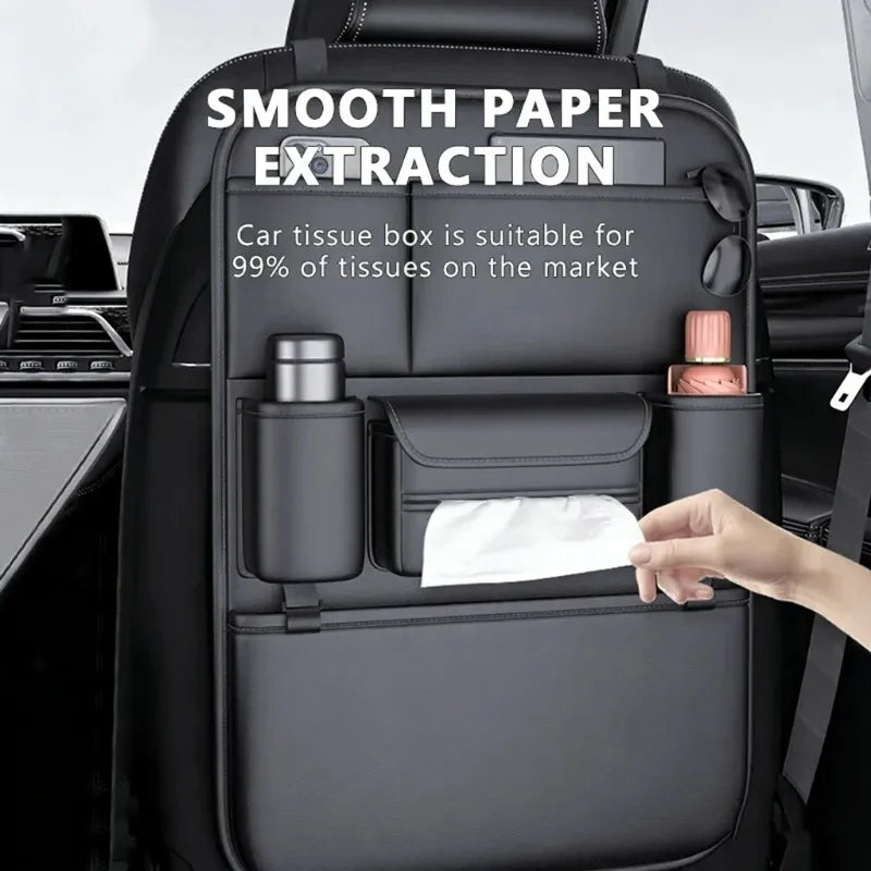 6-Pocket Waterproof Car Backseat Organizer with Cup Holder Car Seat Organizer Qme