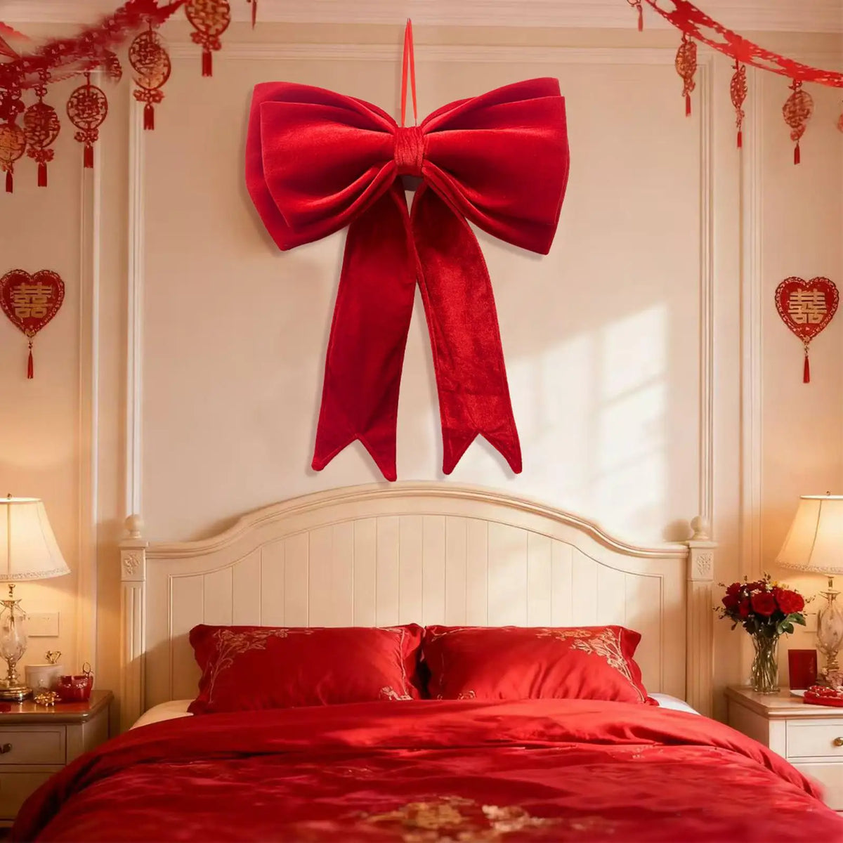 Velvet Christmas Bows 19x25" – Hangable Holiday Decor Christmas Bow Decoration Qme