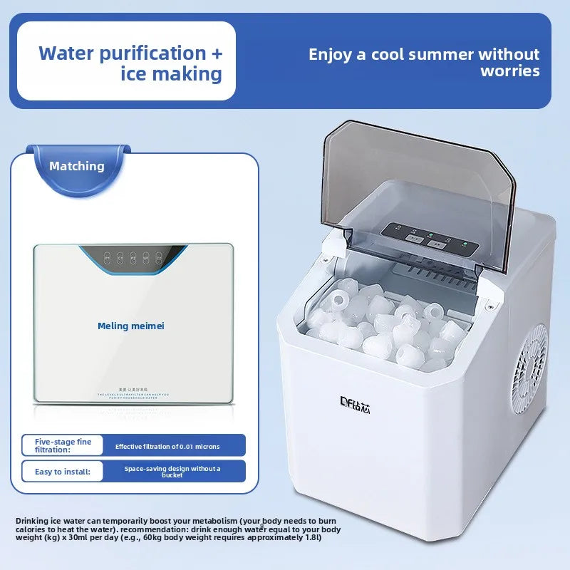 HAOYUNMA 1.3L Portable Mini Ice Maker – Automatic Bullet Ice Countertop Ice Maker Qst Filter machine EU
