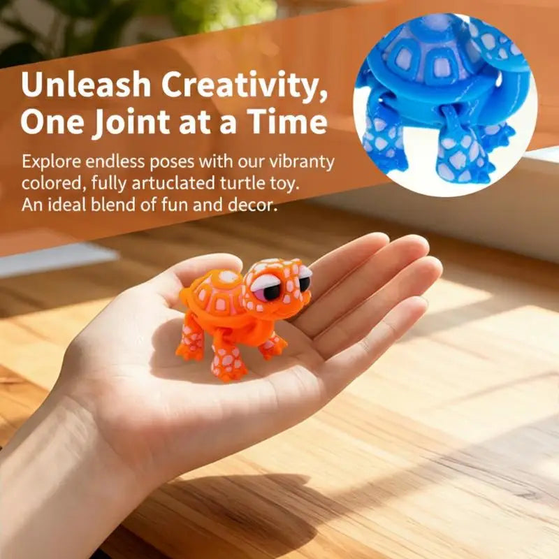 3D Printed Articulated Turtle Figure – Cartoon Animal Desk Toy Animal Figure Toy Qst