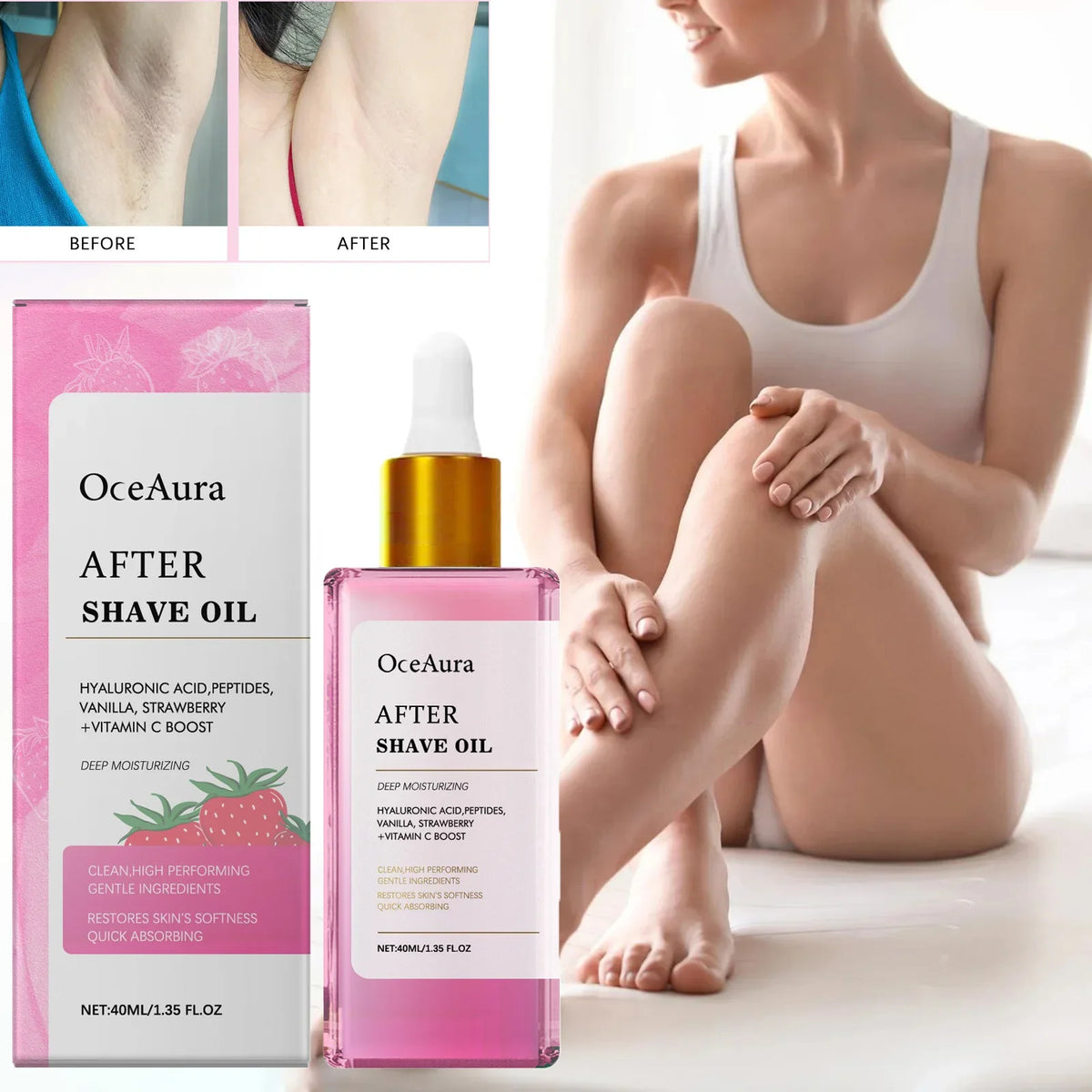 Strawberry After Shave Oil | Jojoba, Hyaluronic Acid Skin Care After Shave Oil Qme