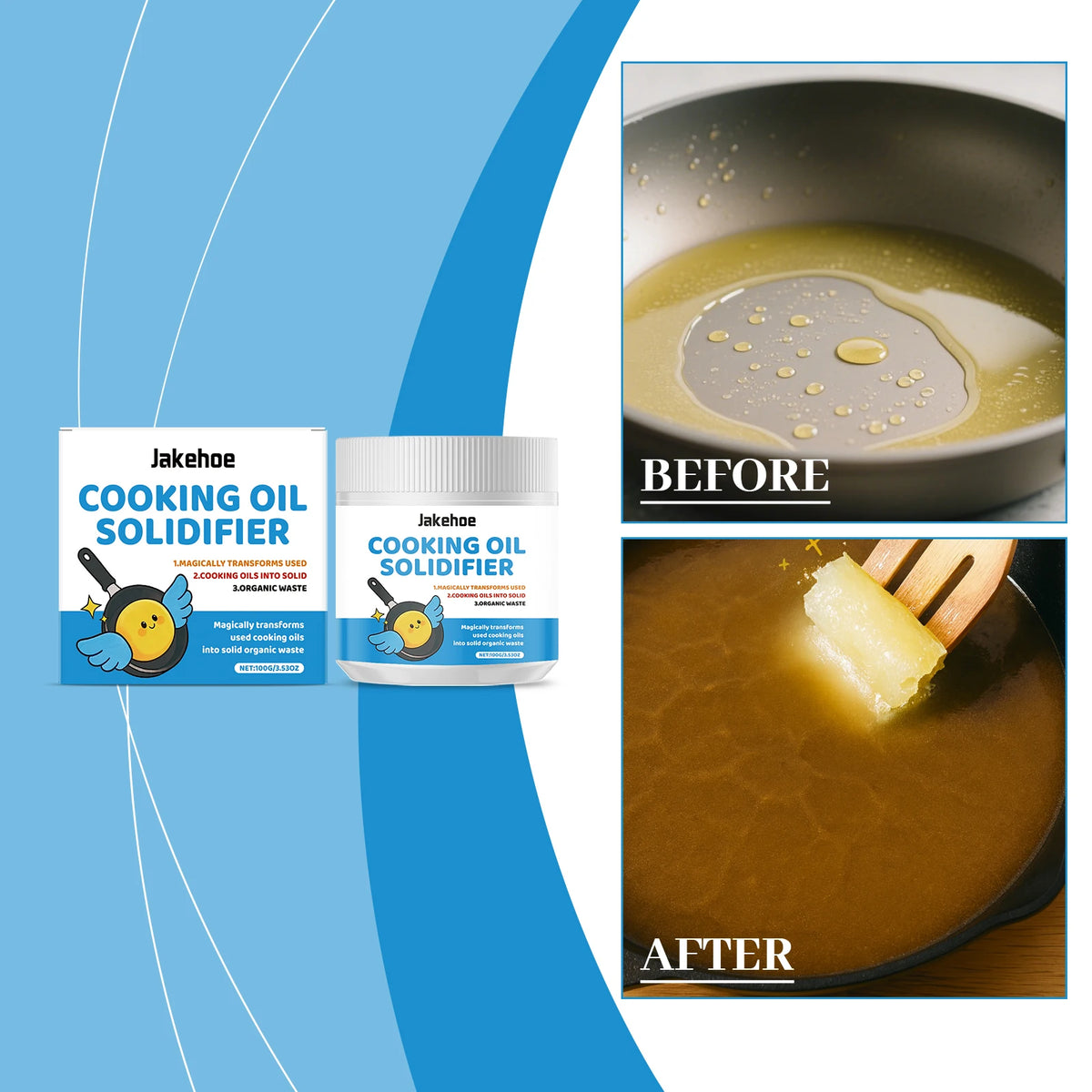 Kitchen Waste Oil Solidifier Powder – Eco-Friendly 100g Oil Solidifier Powder Qst