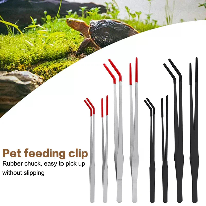 Reptile Feeding Tongs Stainless Steel Rubber Tip Tweezers Pet Feeding Tongs Qst
