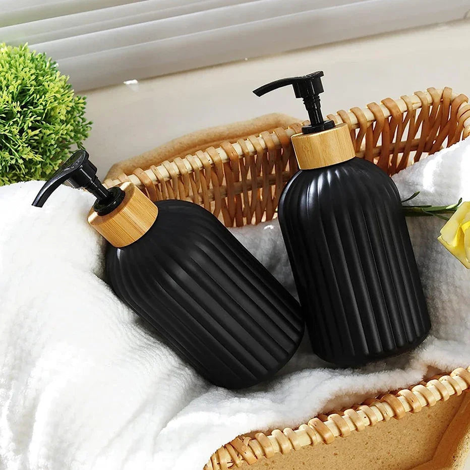 Bamboo Pump Refillable Soap Dispenser 500ml – 5 Colors Soap Dispenser Qme