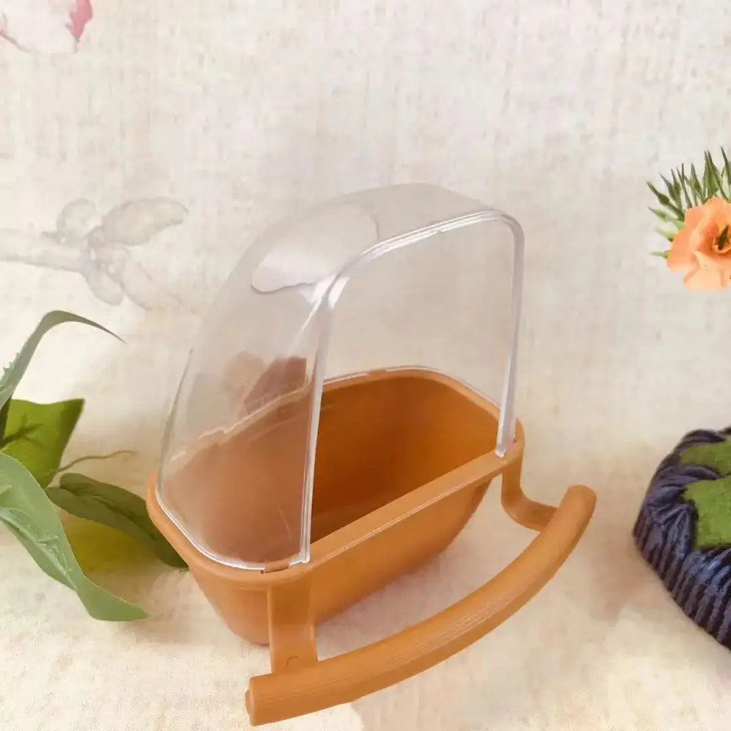 Clear Hanging Bird Cage Feeder Bowl with Stand | 3 Colors Bird Cage Feeder Qme YELLOW