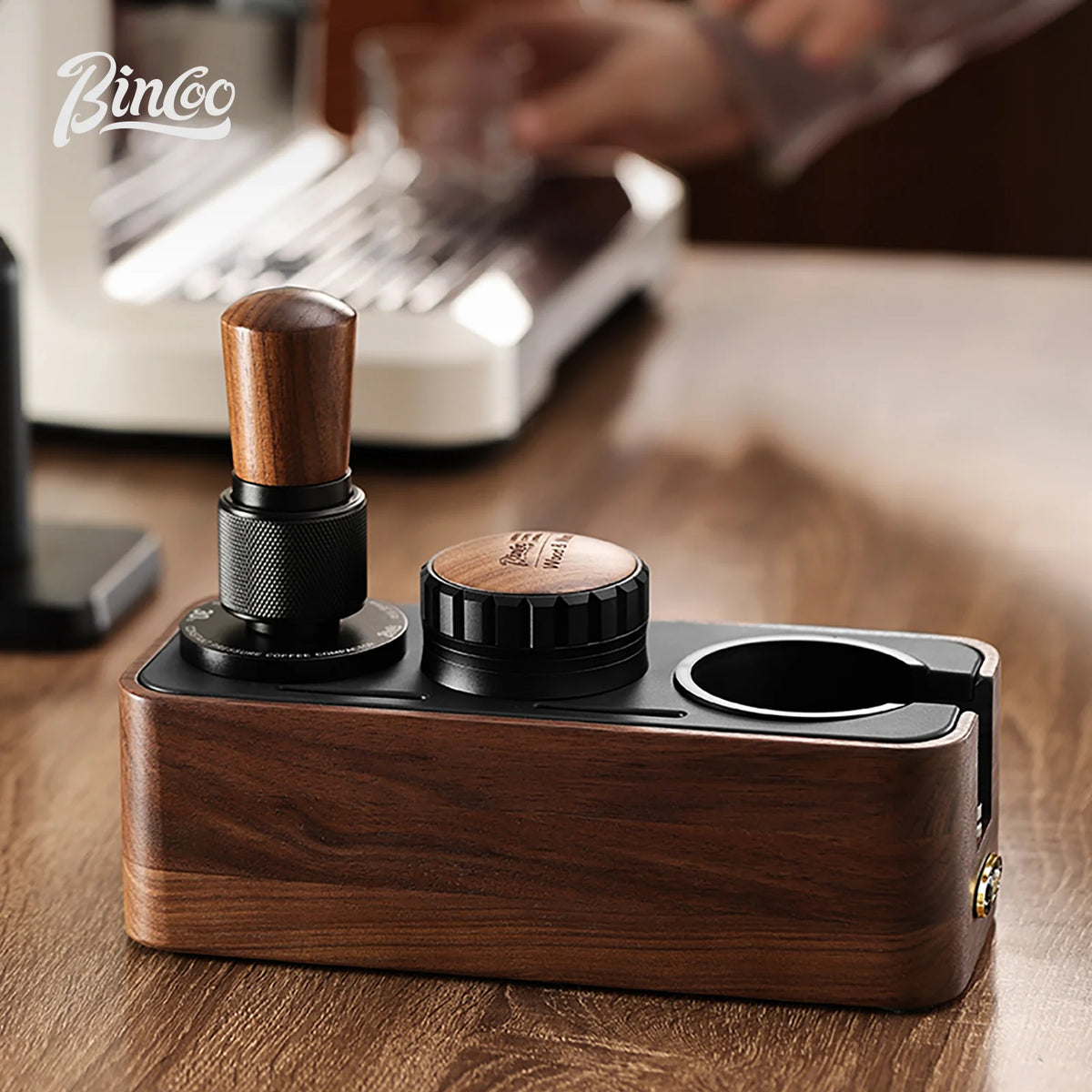 Bincoo Solid Wood Coffee Tamping Stand – 51/58mm Portafilter Coffee Tamping Stand Qst