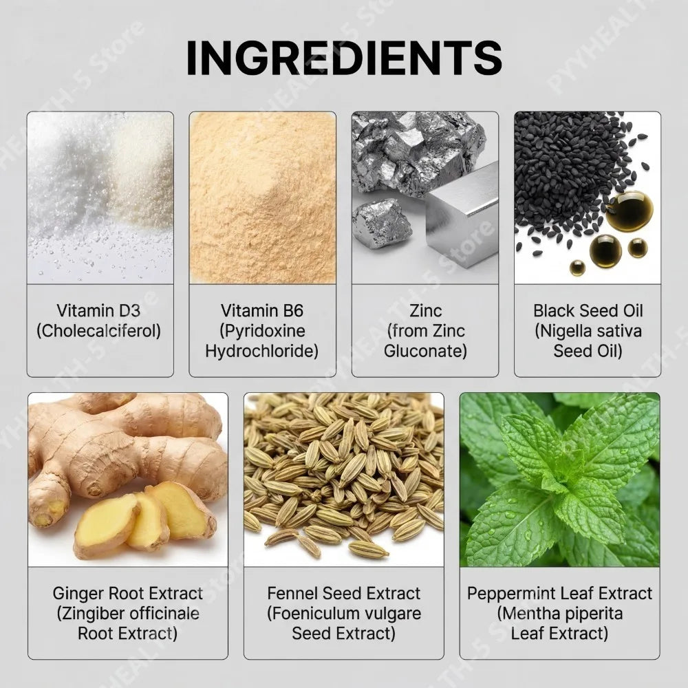 Black Seed Oil Softgels – Ginger, Fennel & Peppermint | 60ct Herbal Softgels Qst