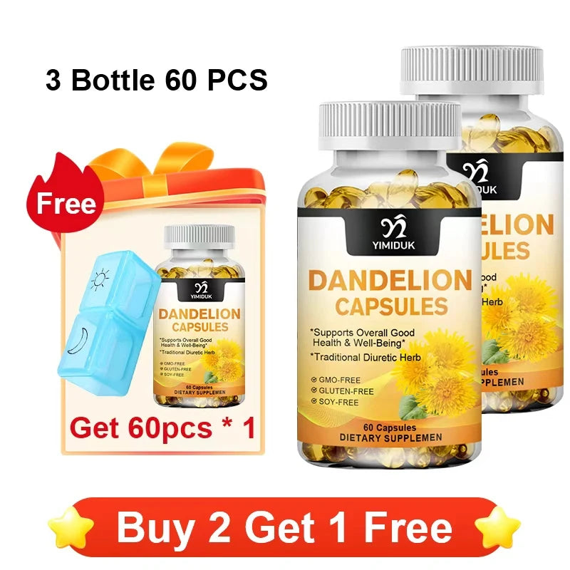 YIMIDUK Dandelion Root 1500mg – 120 Capsules | Liver Support Herbal Supplement Qst 3 x 60pcs Improve