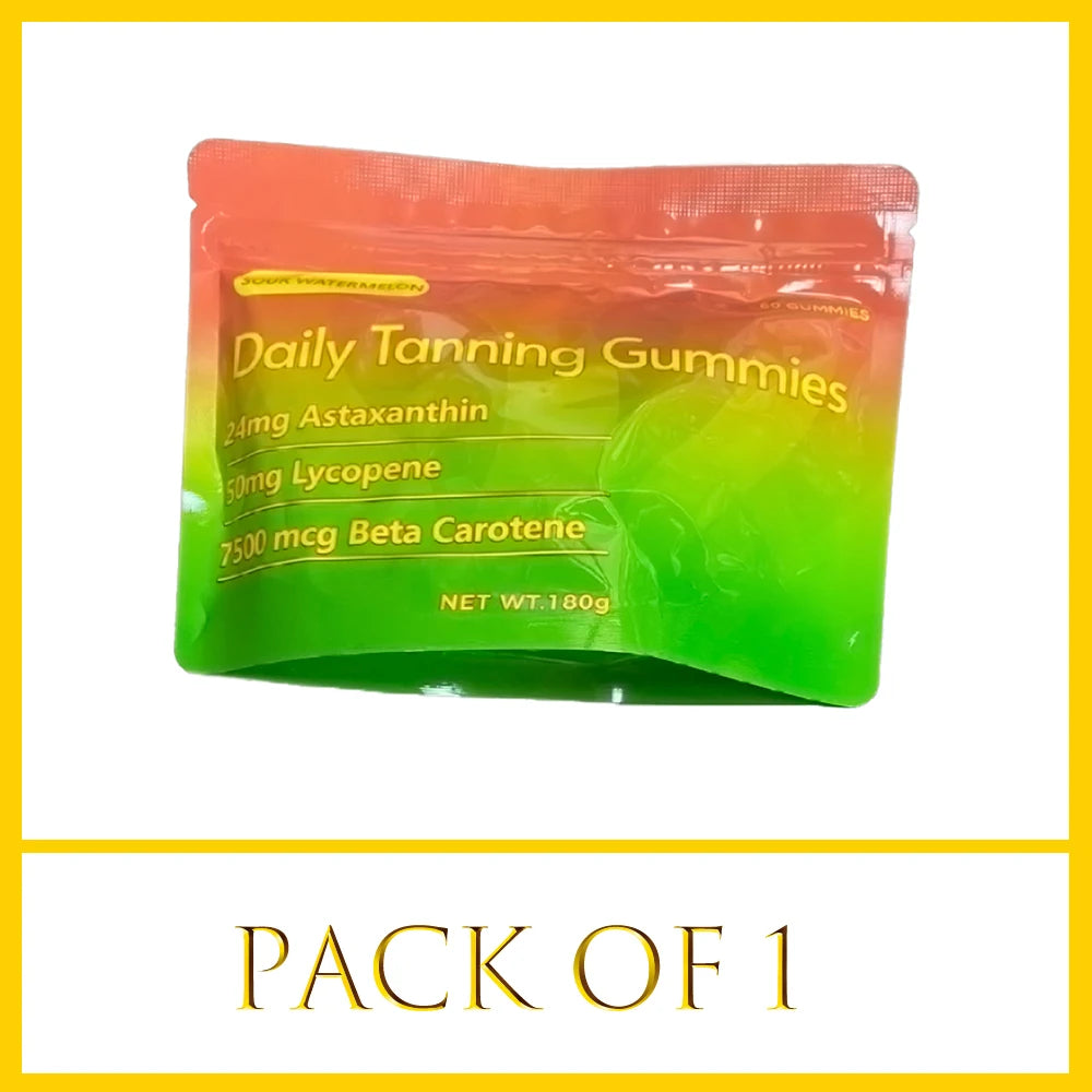 Tanning Gummies – Astaxanthin, Lycopene & Beta Carotene | 60ct Skin Glow Supplement Qst Package 1