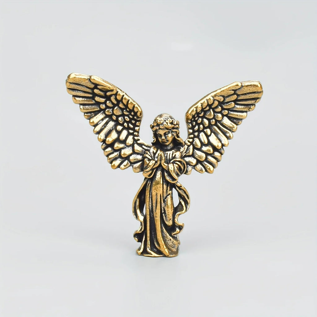 Brass Angel Cupid Ornament – Guardian Wings Desktop Decor Decorative Figurine Qme 1pc