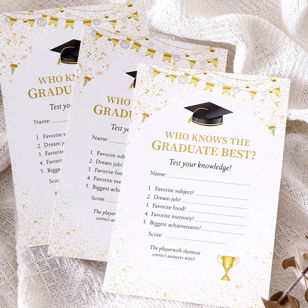 Graduation Party Tabletop Game Set – Bunting, Hats & Trophies Party Game Set Qme