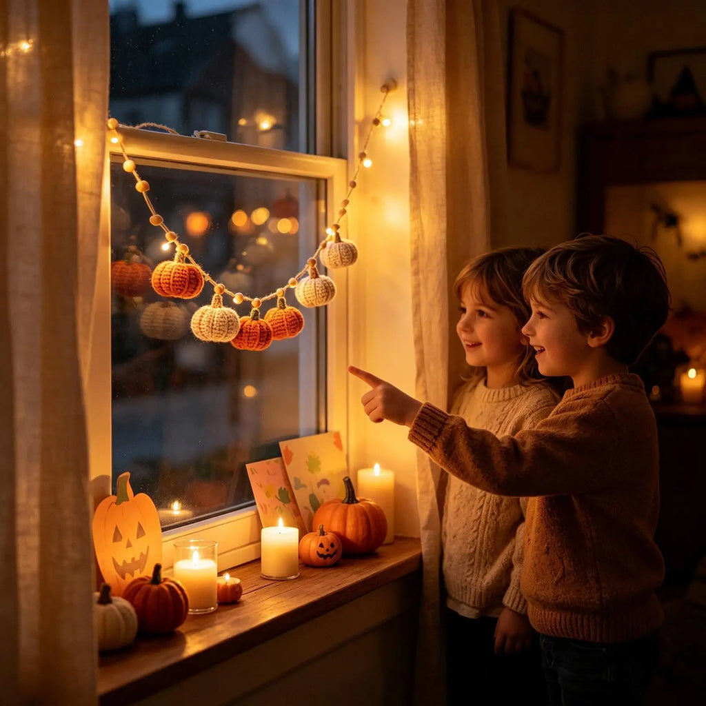 Halloween Crochet Autumn Wreath with Pumpkin String Lights Autumn Wreath Qme