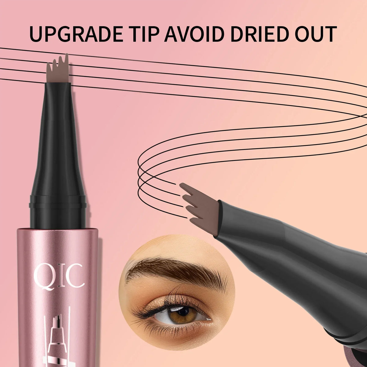 4 Fork Tip 3D Microblading Eyebrow Pencil – Waterproof Dark Brown Microblading Eyebrow Pencil Qme