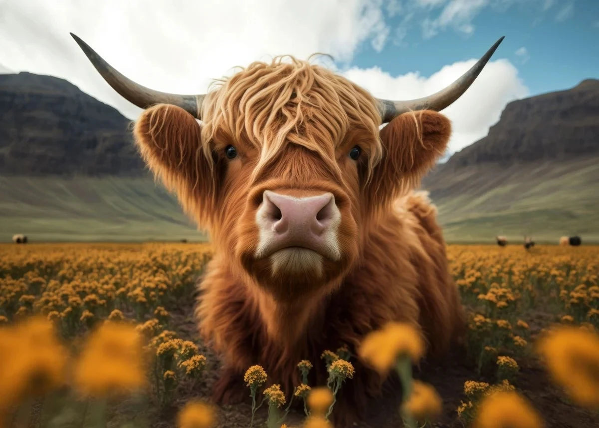 Scottish Highland Cow Canvas Wall Art Poster | Home Decor Canvas Wall Art Qst 5 40x50cm Unframed