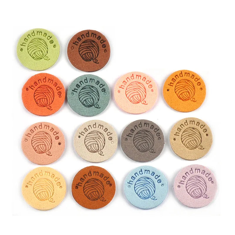 PU Leather Round Embossed Labels for Bags & Garments – 20pcs Leather Craft Labels Qme