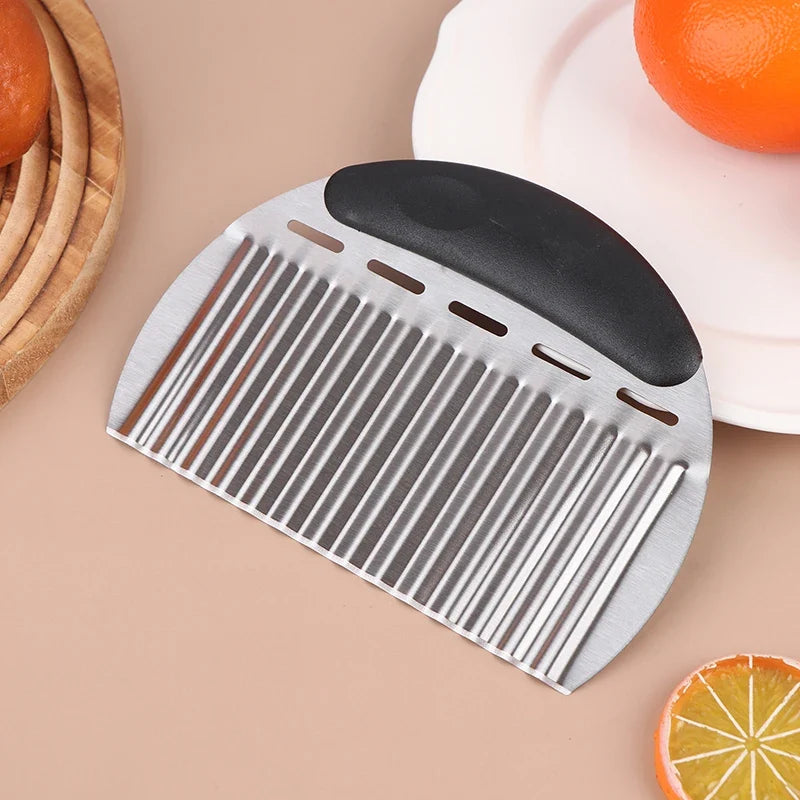 Stainless Steel Wavy Potato Chip & French Fry Cutter Vegetable Slicer Qme