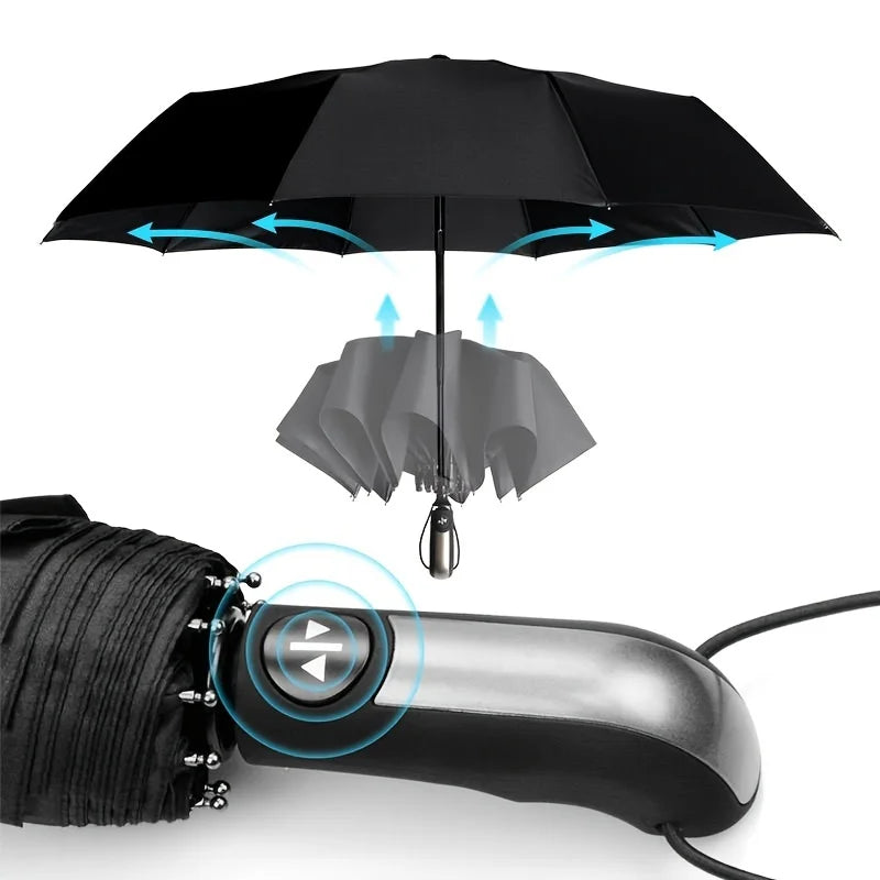 Ten-Bone Semi-Automatic Vinyl Umbrella – Windproof Vinyl Umbrella Qst